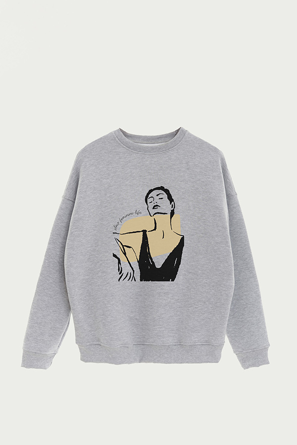 BUZO CREWNECK ESTAMPADO W SLOW FEMENINE