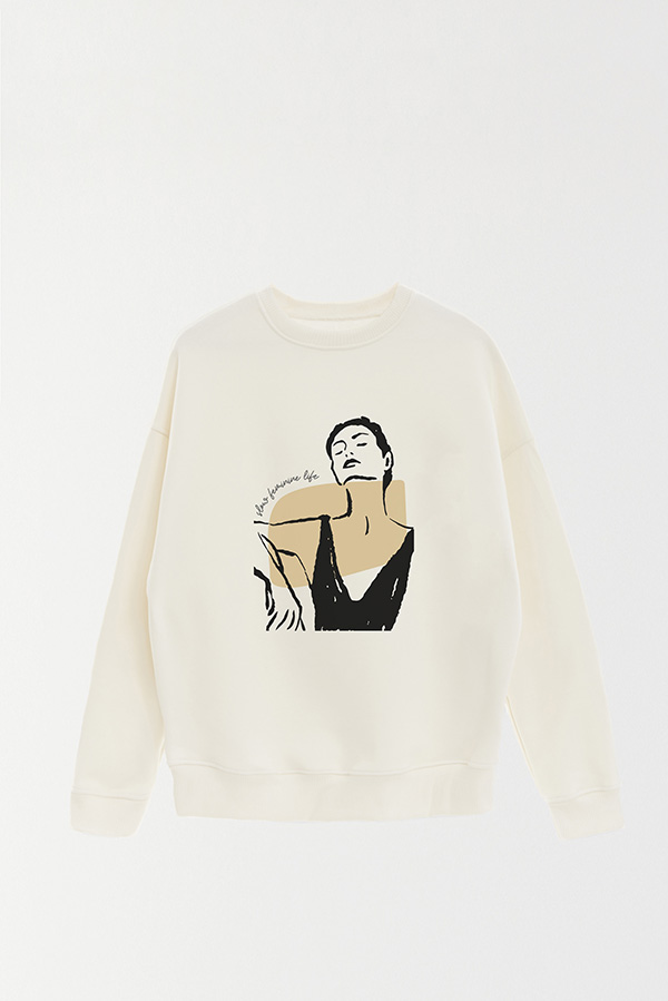 BUZO CREWNECK ESTAMPADO W SLOW FEMENINE