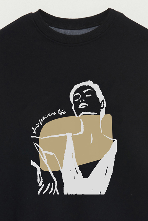 BUZO CREWNECK ESTAMPADO W SLOW FEMENINE
