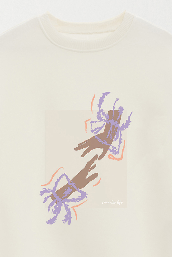 BUZO CREWNECK ESTAMPADO W ROMANTIC LIFE