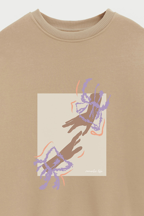 BUZO CREWNECK ESTAMPADO W ROMANTIC LIFE
