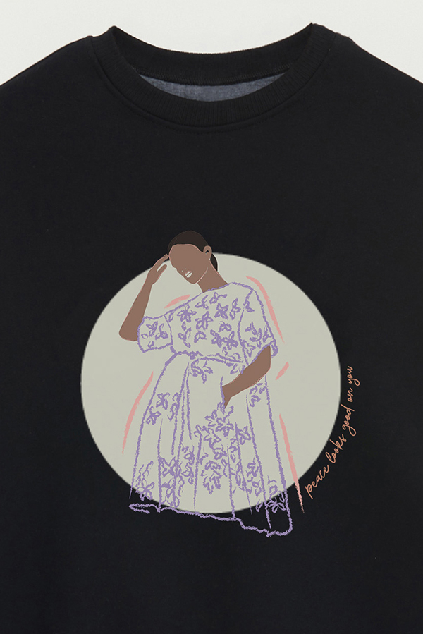 BUZO CREWNECK ESTAMPADO W PEACE