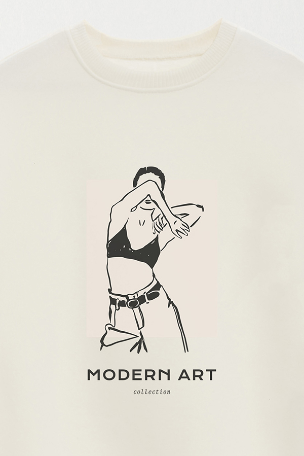 BUZO CREWNECK ESTAMPADO W MODERN ART