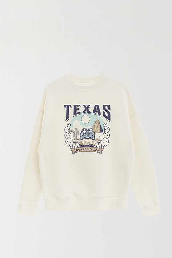 BUZO CREWNECK ESTAMPADO TEXAN FEEL THE SUNSET