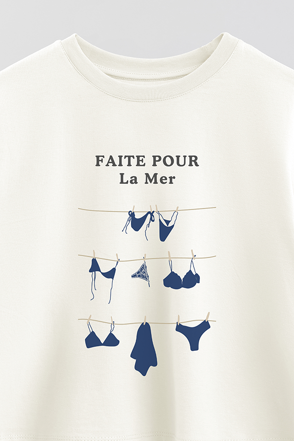 REMERA CROP ESTAMPADA BEACH FAIT POUR LA MER