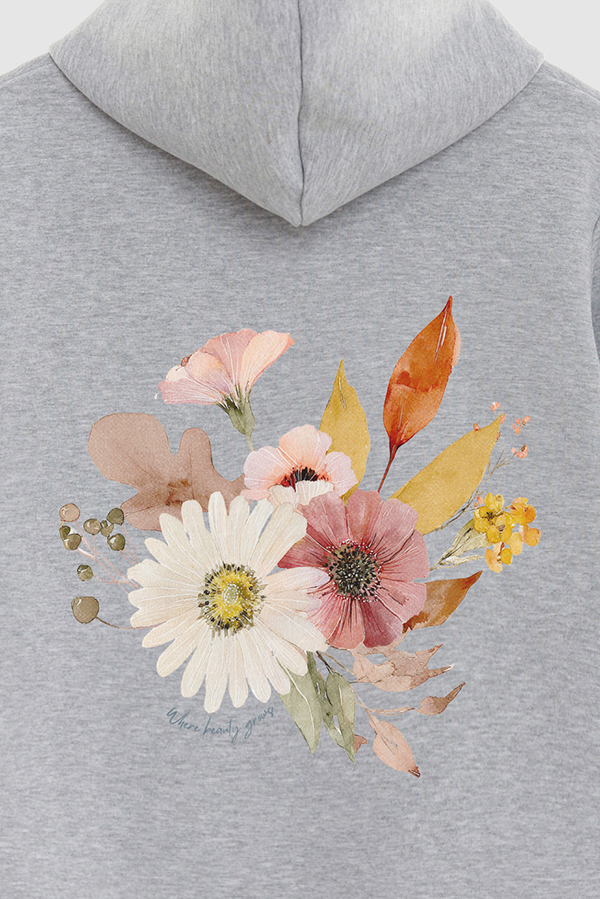 HOODIE FB ESTAMPADO FLORAL WHERE BEAUTY GROWS