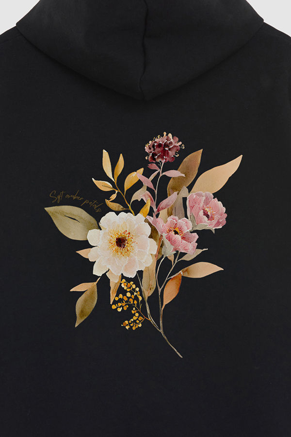 HOODIE FB ESTAMPADO FLORAL SOFT AMBER PETALS