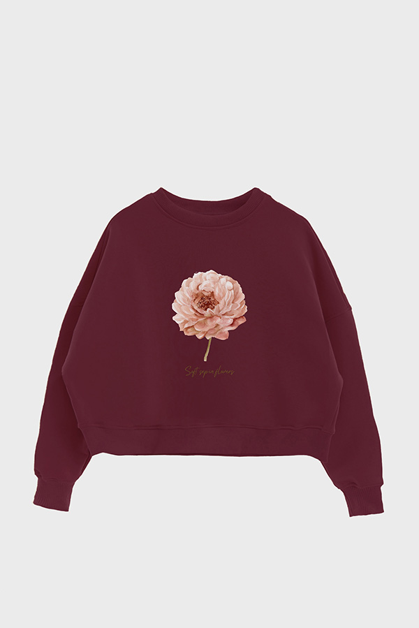 BUZO CROP ESTAMPADO SOFT SEPIA