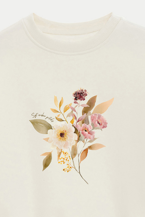 BUZO FRISA ESTAMPADO SOFT AMBER PETALS