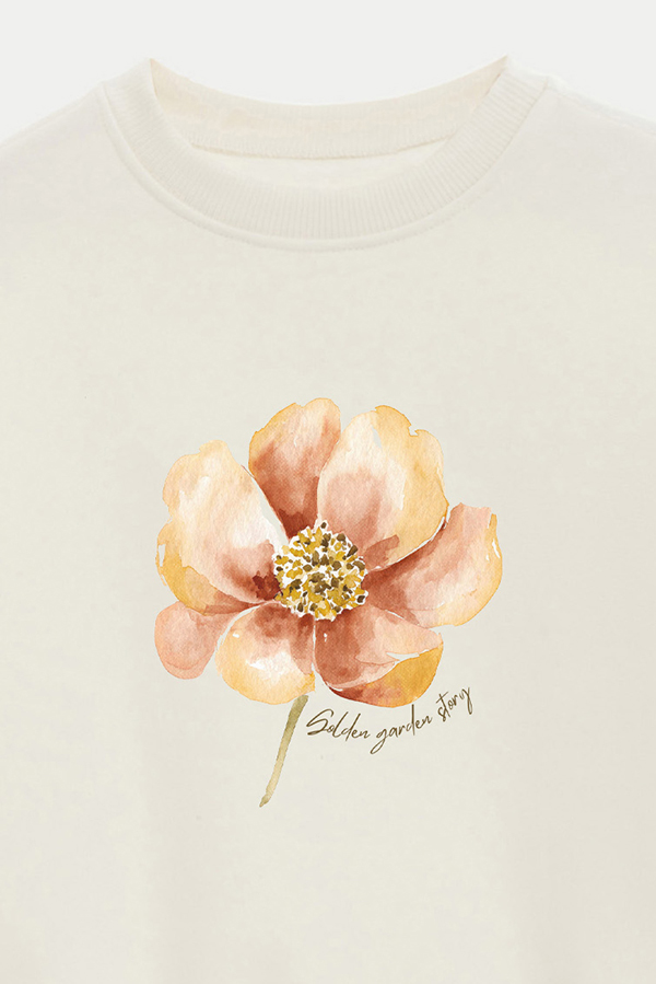 BUZO CROP ESTAMPADO GOLDEN GARDEN STORY