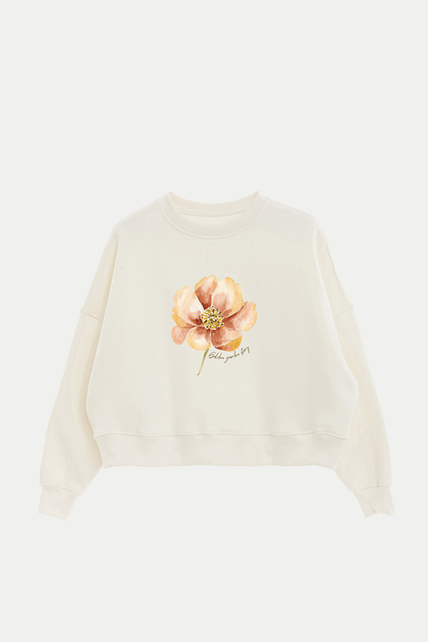 BUZO CROP ESTAMPADO GOLDEN GARDEN STORY