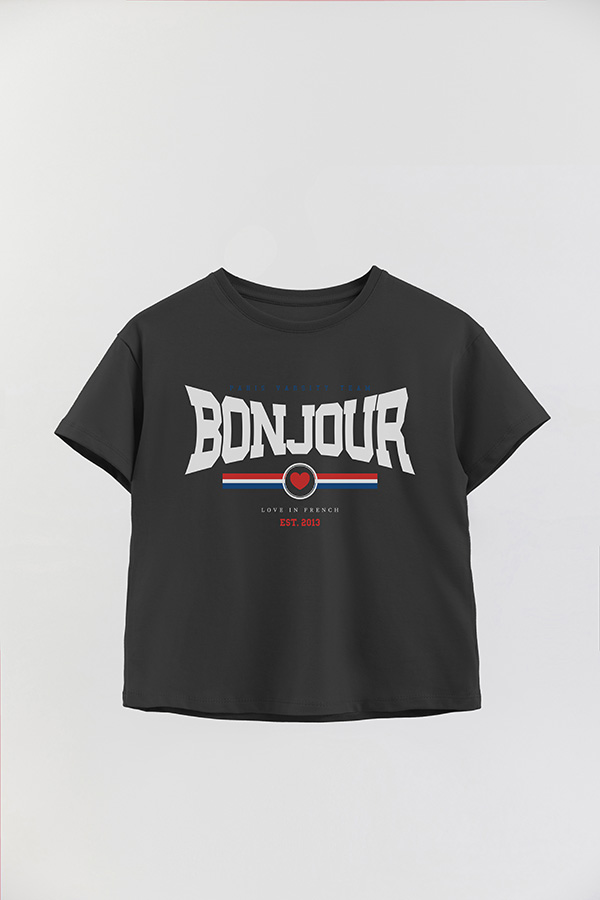 REMERA GIRL OVER BONJOUR VARSITY