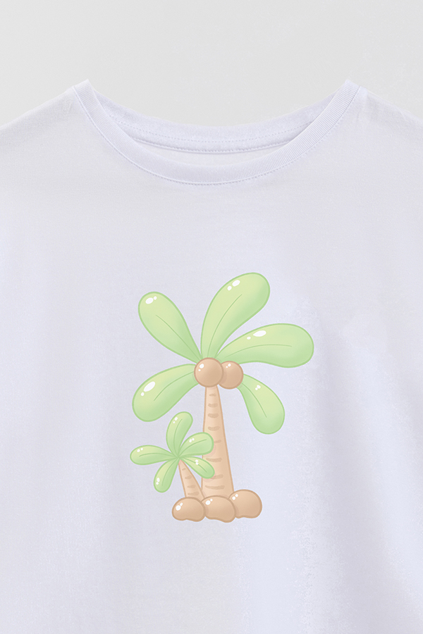 REMERA GIRL OVER SUMMER CAT PALM