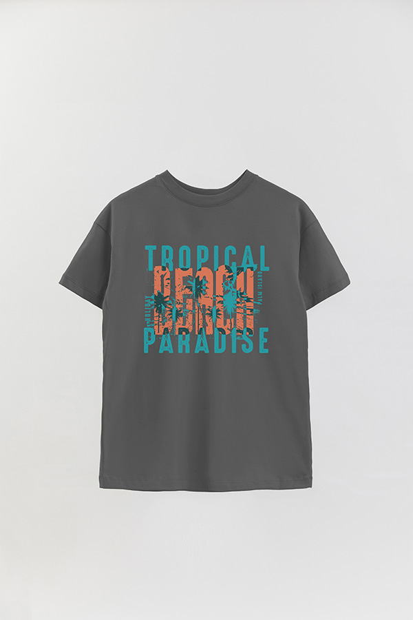REMERA OVER ESTAMPADA TROPICAL BEACH PARADISE
