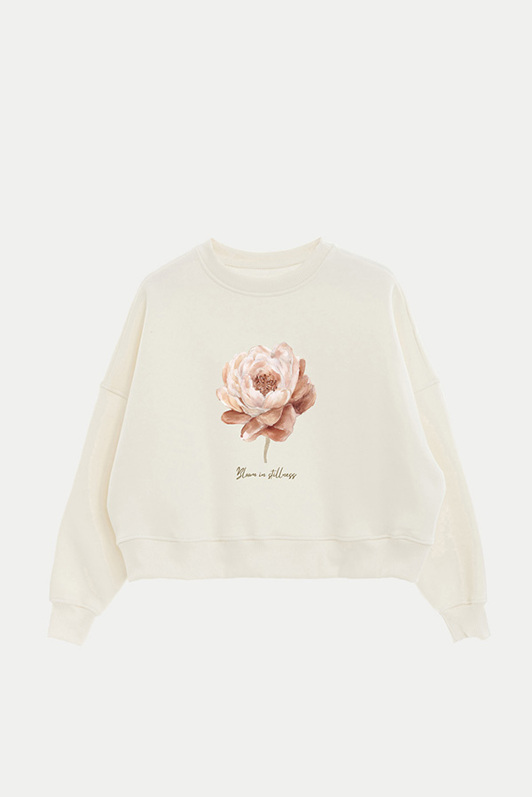 BUZO CROP ESTAMPADO BLOOM IN STILLNESS