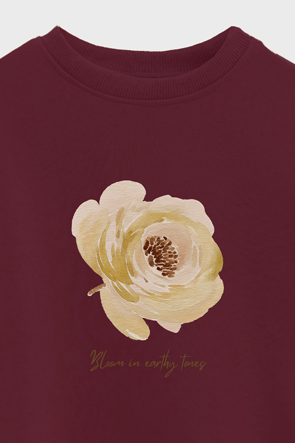 BUZO CROP ESTAMPADO BLOOM IN EARTHY TONES