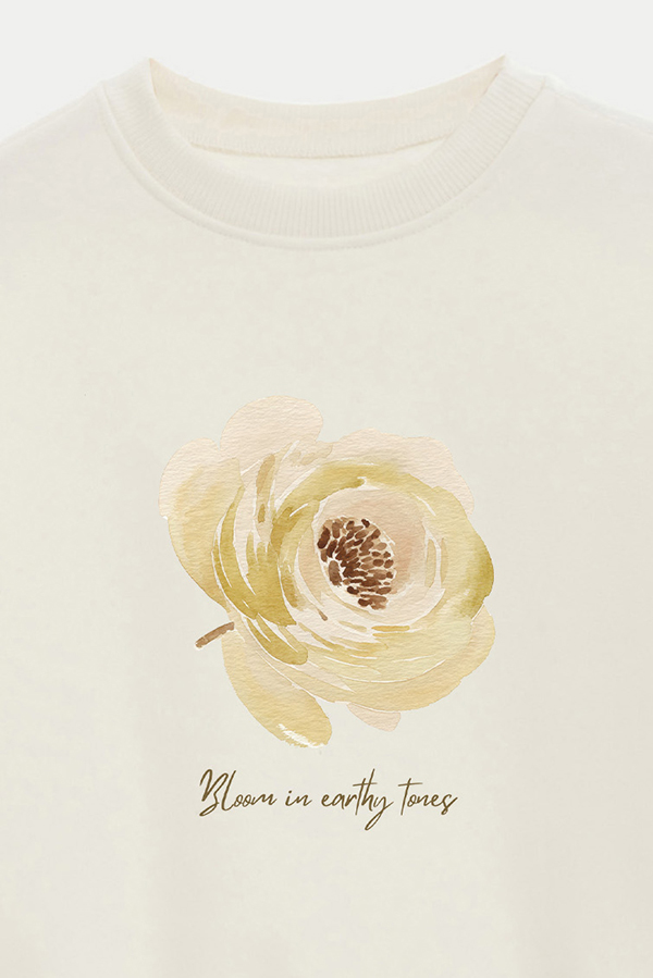 BUZO CROP ESTAMPADO BLOOM IN EARTHY TONES