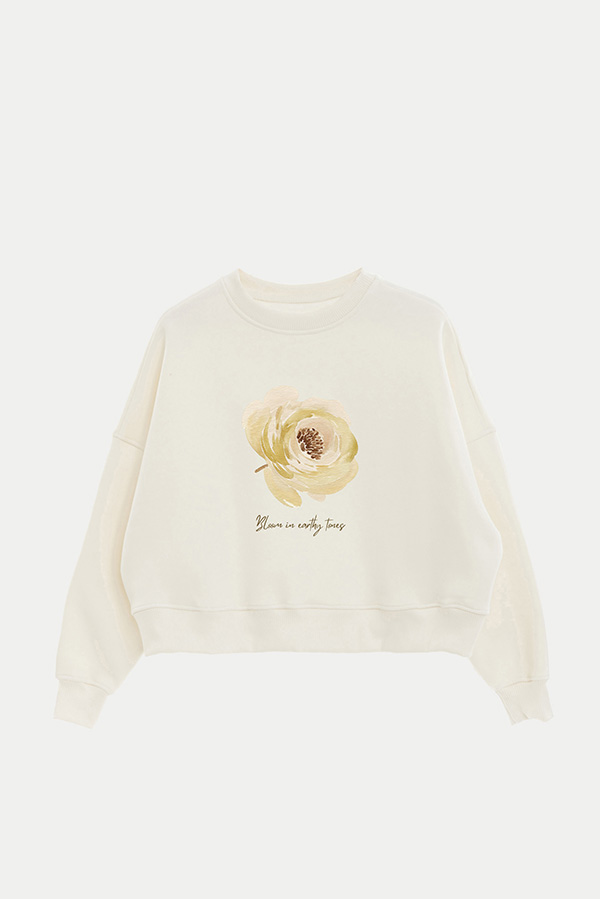BUZO CROP ESTAMPADO BLOOM IN EARTHY TONES