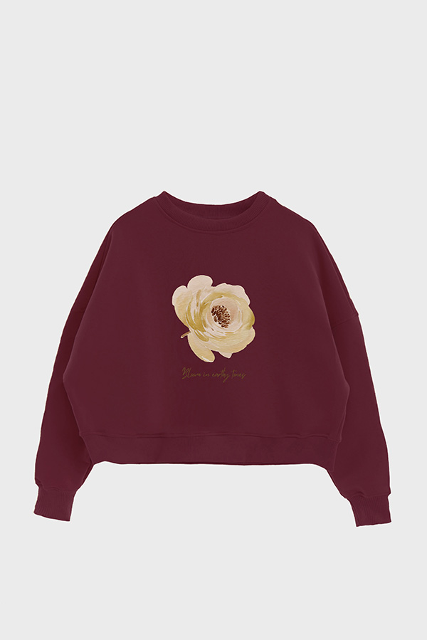 BUZO CROP ESTAMPADO BLOOM IN EARTHY TONES