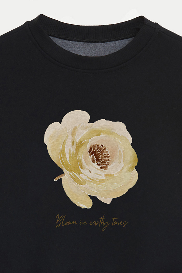 BUZO CROP ESTAMPADO BLOOM IN EARTHY TONES
