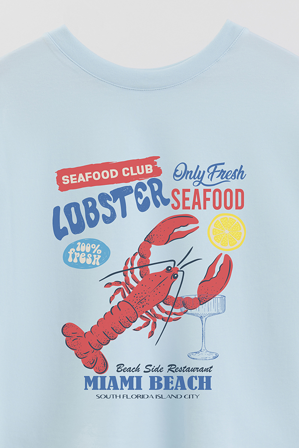 REMERA CROP ESTAMPADA LOBSTER MIAMI