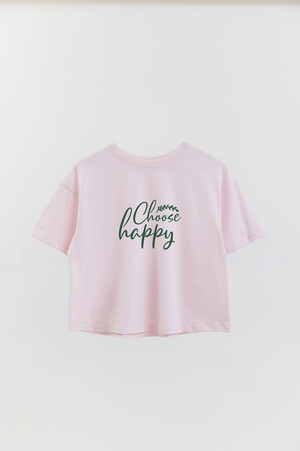 REMERA CROP ESTAMPADA GR CHOOSE HAPPY