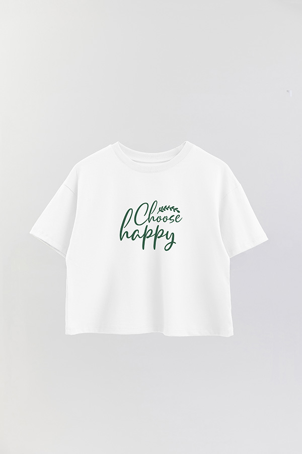REMERA CROP ESTAMPADA GR CHOOSE HAPPY