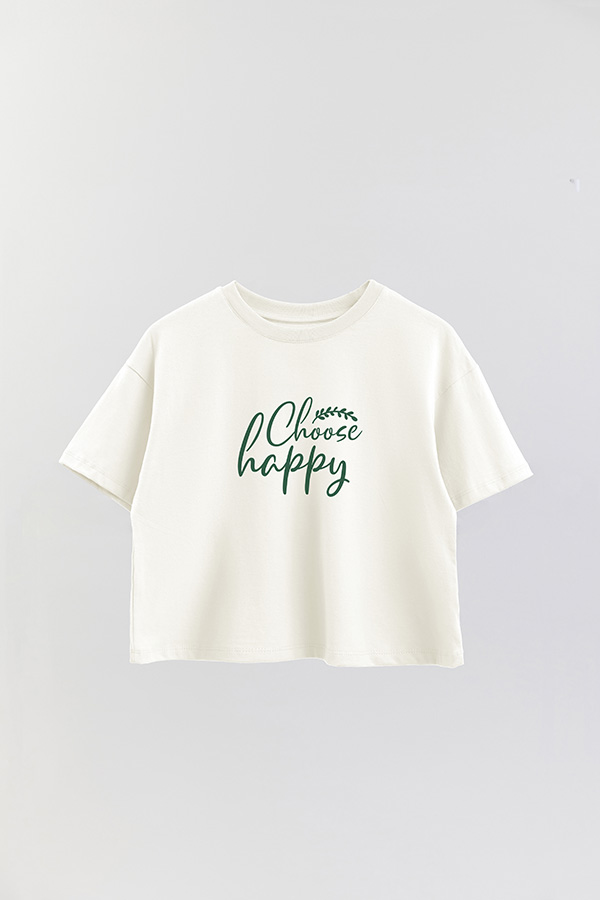 REMERA CROP ESTAMPADA GR CHOOSE HAPPY