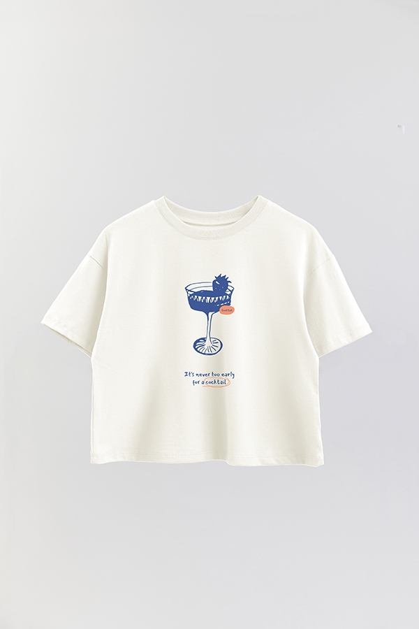 REMERA CROP ESTAMPADA ITALY I`TS NEVER TO EARLY