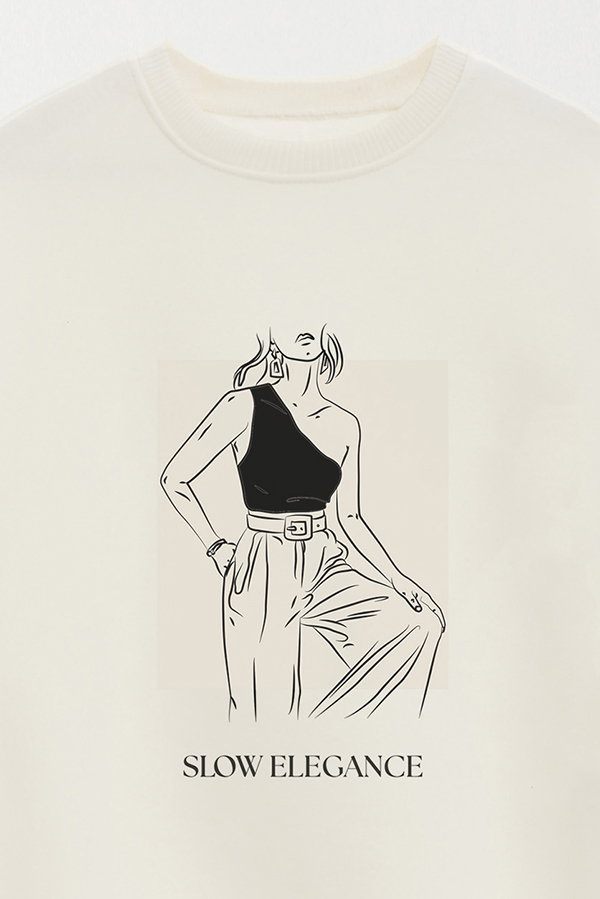 BUZO CREWNECK ESTAMPADO BT SLOW ELEGANCE