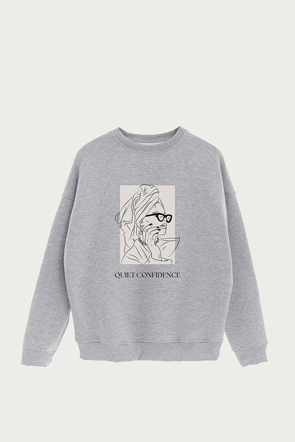 BUZO CREWNECK ESTAMPADO BT QUIET CONFIDENCE