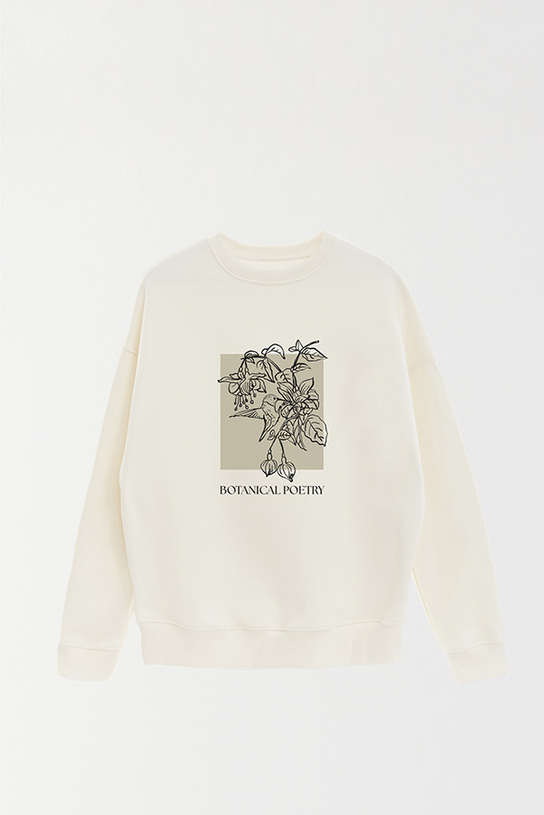 BUZO CREWNECK ESTAMPADO BT BOTANICAL POETRY