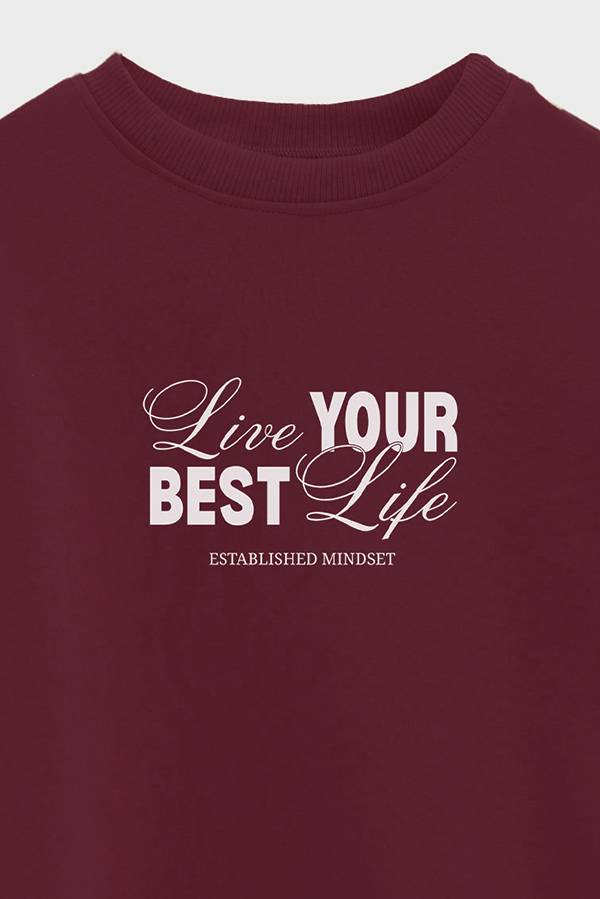 BUZO CROP ESTAMPADO LIVE YOUR BEST LIFE