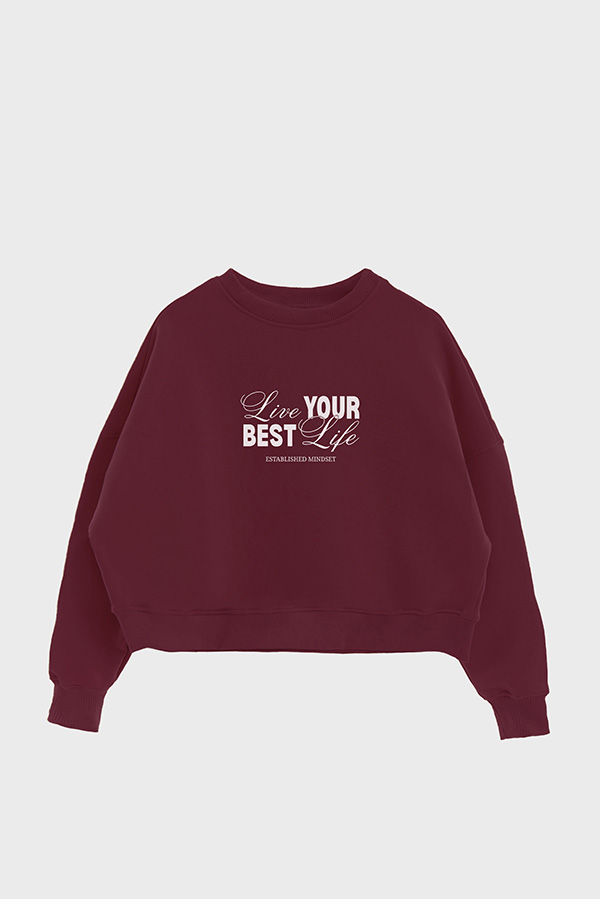 BUZO CROP ESTAMPADO LIVE YOUR BEST LIFE