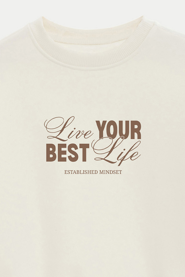 BUZO CROP ESTAMPADO LIVE YOUR BEST LIFE