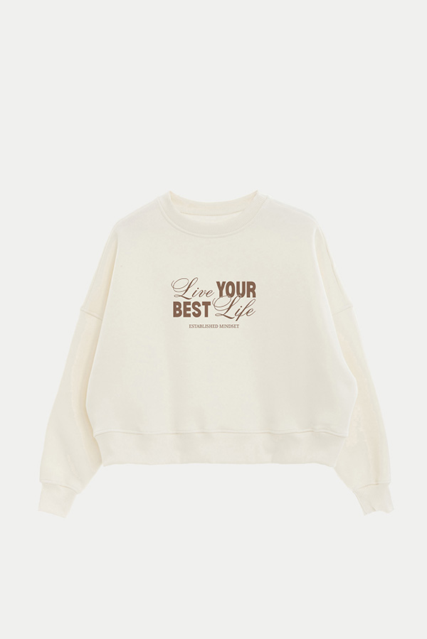 BUZO CROP ESTAMPADO LIVE YOUR BEST LIFE
