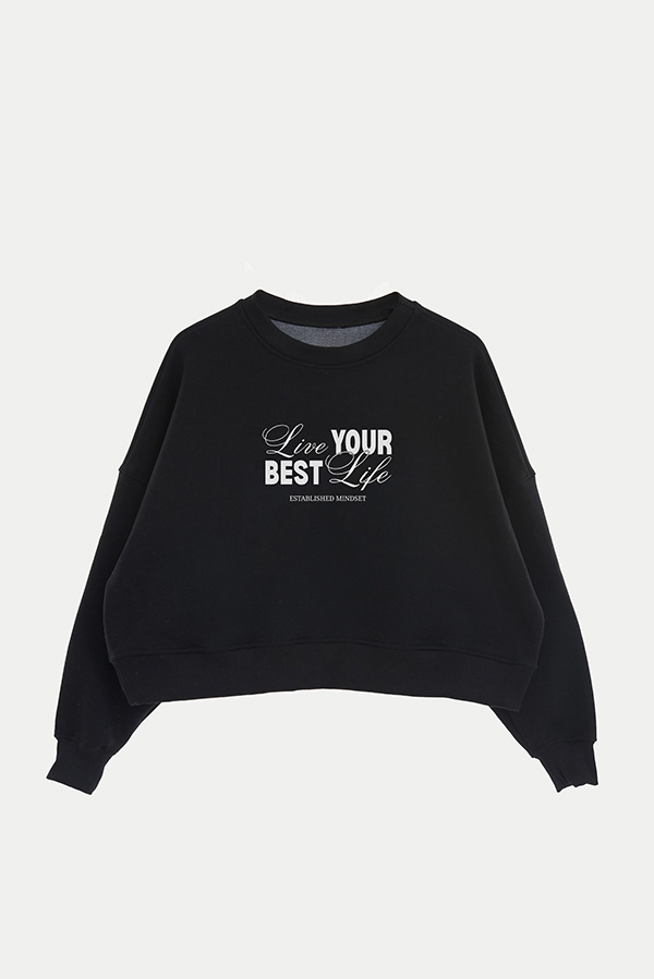 BUZO CROP ESTAMPADO LIVE YOUR BEST LIFE