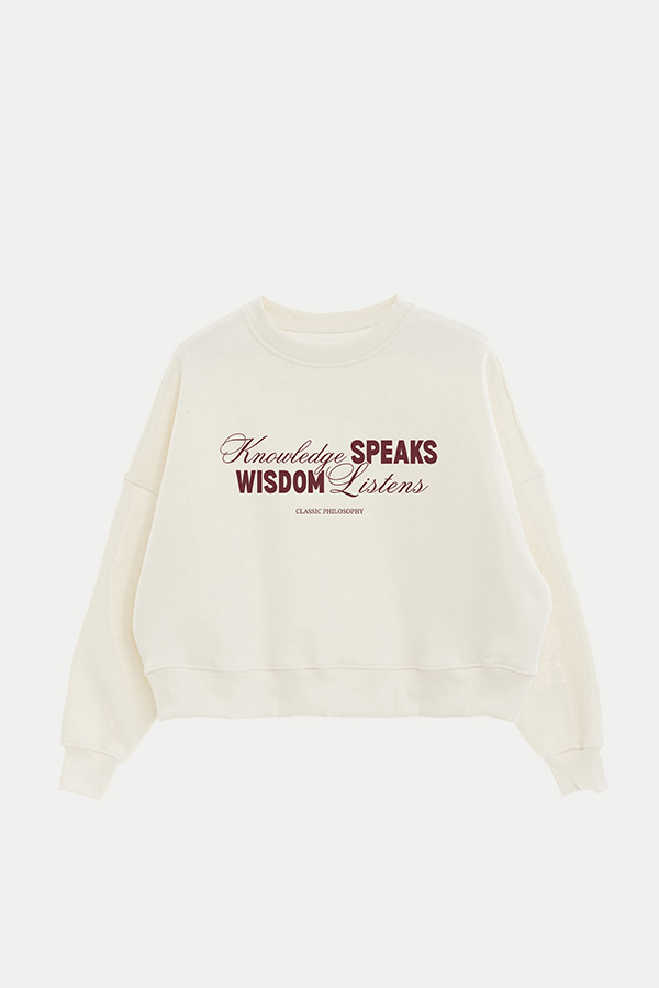 BUZO CROP ESTAMPADO KNOWLEDGE SPEAKS