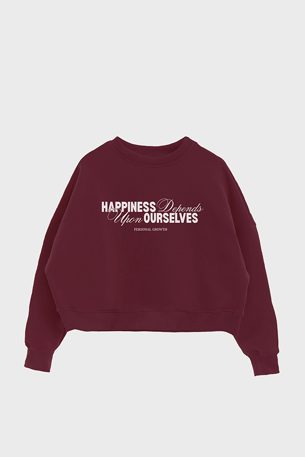 BUZO CROP ESTAMPADO HAPPINESS DEPENDS