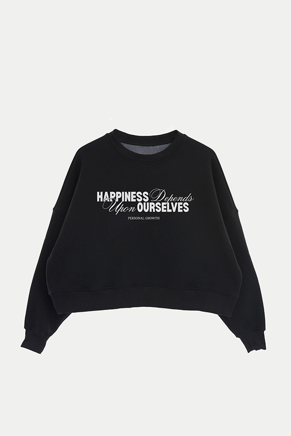 BUZO CROP ESTAMPADO HAPPINESS DEPENDS