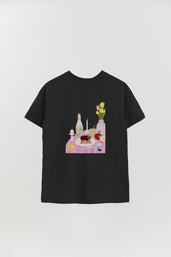 REMERA OVER ESTAMPADA PINK TABLE