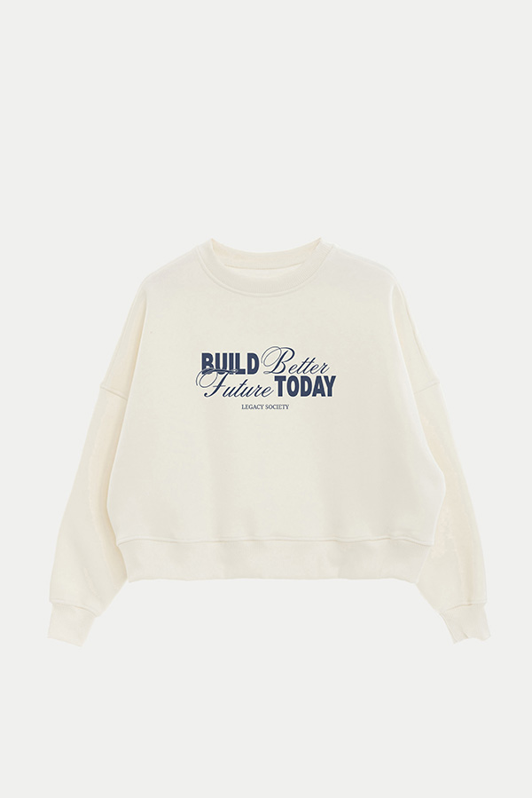 BUZO CROP ESTAMPADO BUILD BETTER FUTURE