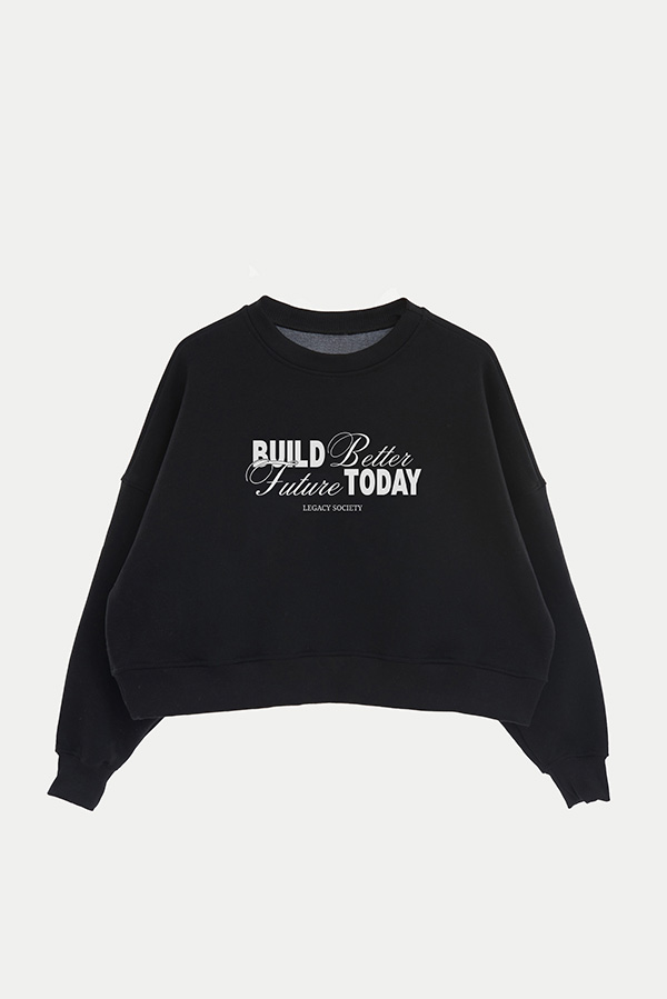 BUZO CROP ESTAMPADO BUILD BETTER FUTURE