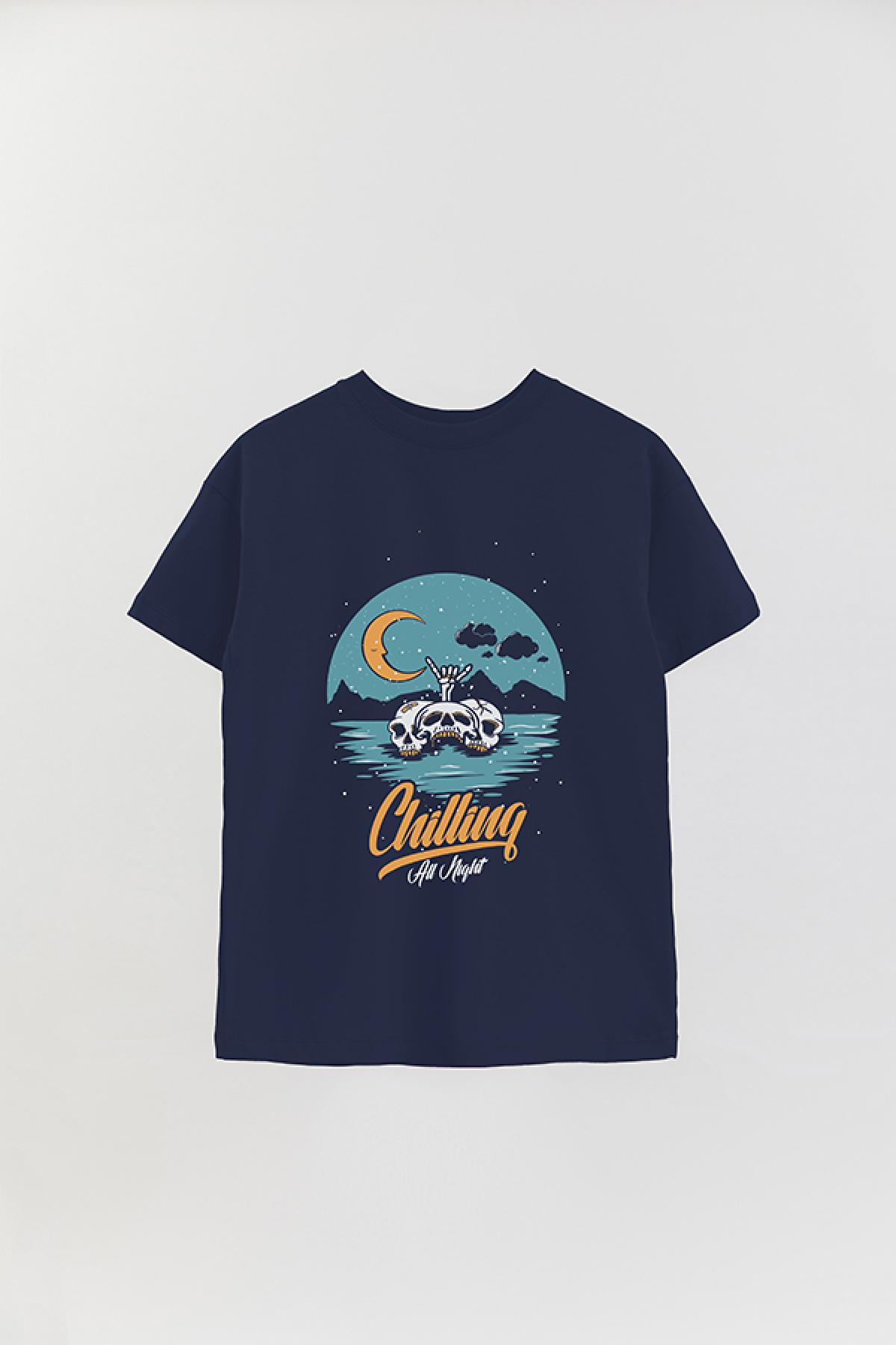 REMERA OVER ESTAMPADA SM CHILLING ALL NIGHT