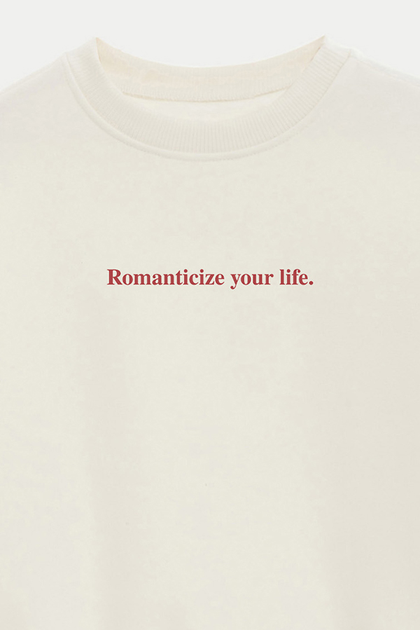 BUZO CROP ESTAMPADO MNM ROMANTICIZE YOUR LIFE