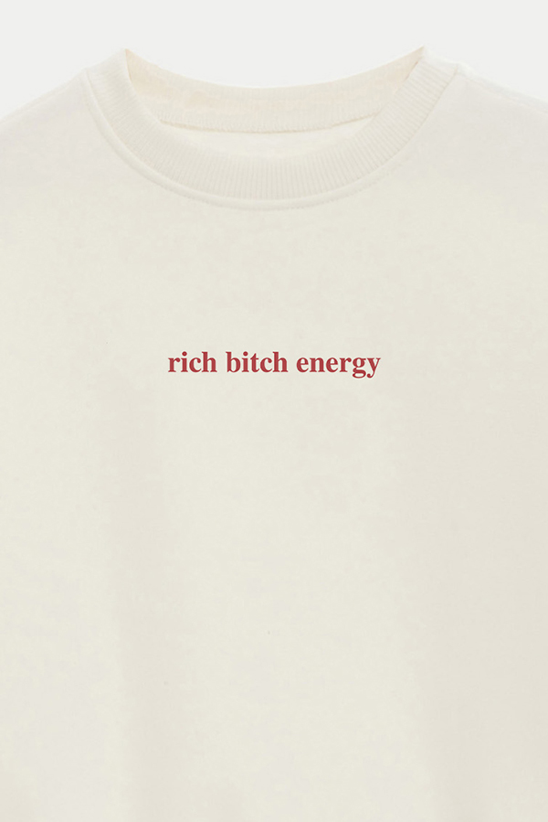 BUZO CROP ESTAMPADO MNM RICH BITCH ENERGY