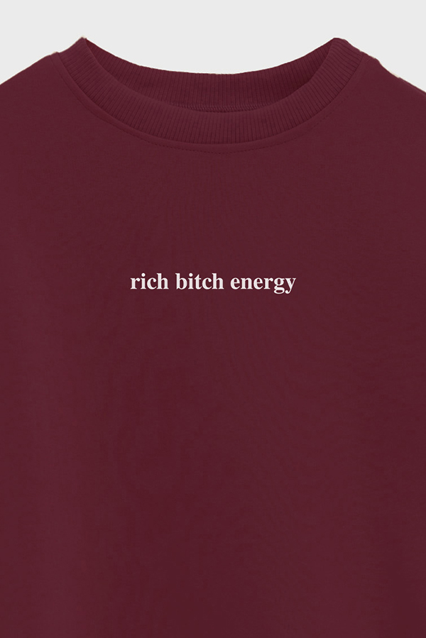 BUZO CROP ESTAMPADO MNM RICH BITCH ENERGY