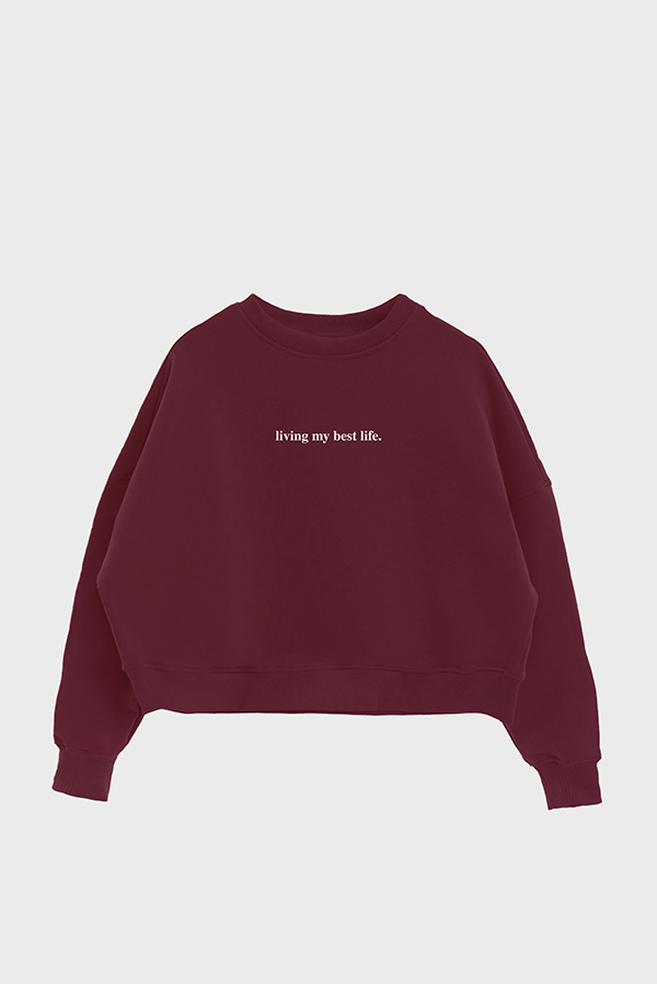 BUZO CROP ESTAMPADO MNM LIVING MY BEST LIFE