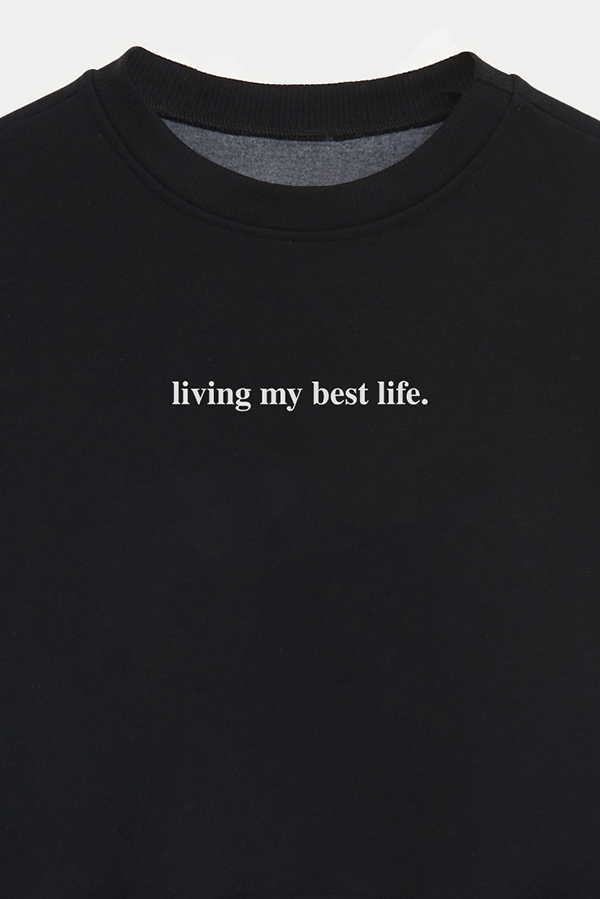 BUZO CROP ESTAMPADO MNM LIVING MY BEST LIFE