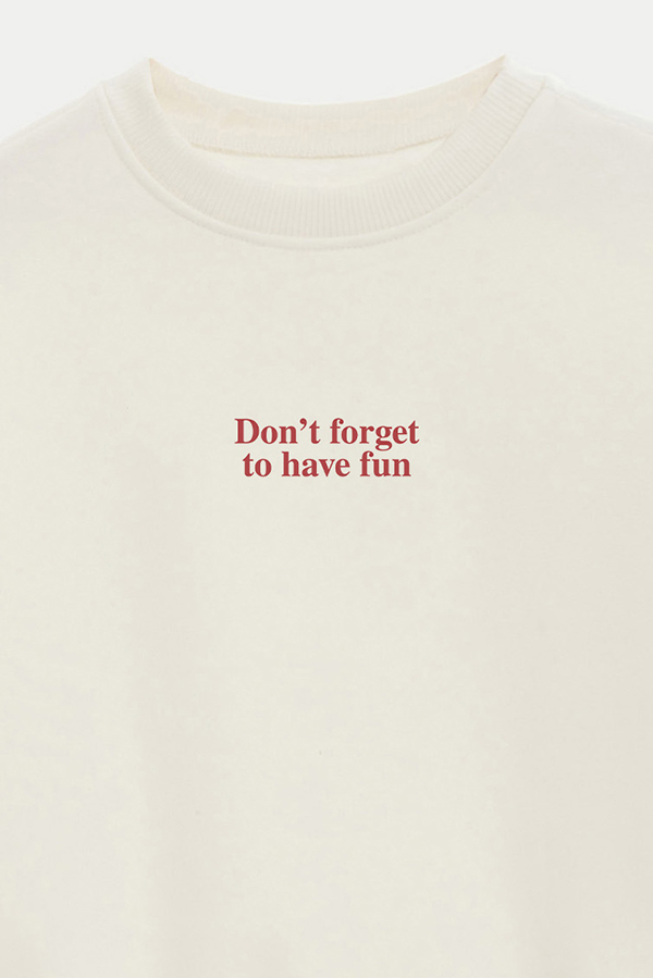 BUZO CROP ESTAMPADO MNM DONT FORGET TO HAVE FUN